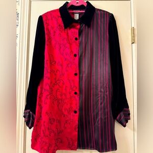 Velvet Collar & Sleeves Shirt